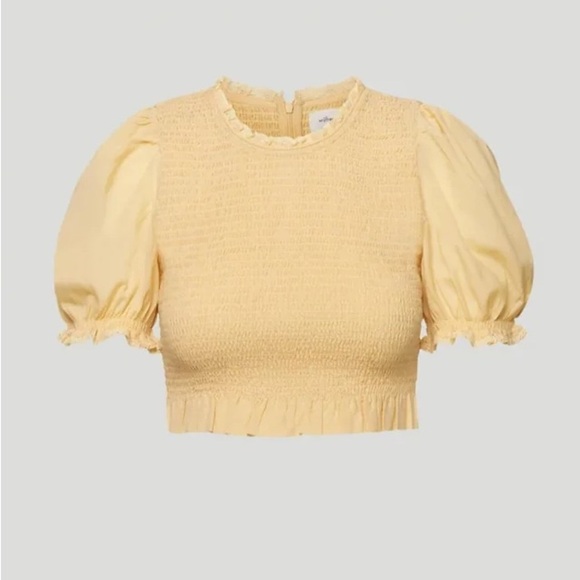 Wilfred ‘Tempest’ Short Sleeve Cropped Blouse Butter Yellow Size Medium - Picture 1 of 5